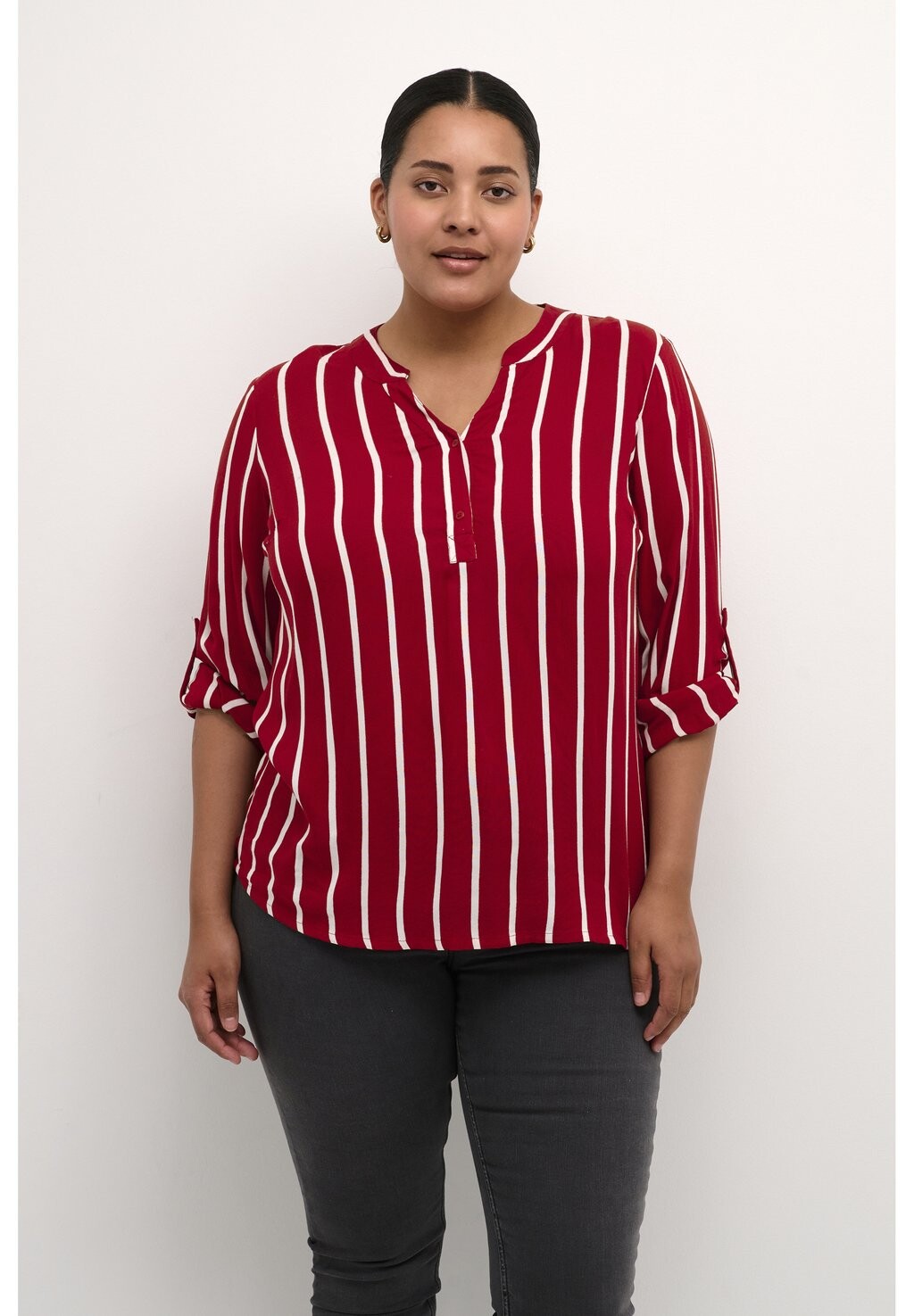 

Блузка Kaffe Curve SIDA, меловая полоска, цвет sun dried chalk stripe