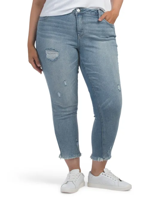 

Брюки до щиколотки с потертыми манжетами и плюсом 1822 Denim, цвет Ruby Rinse