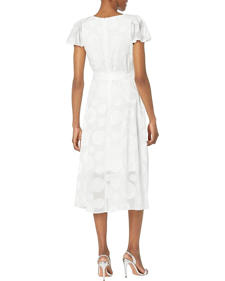 Платье DKNY Flutter Sleeve V- Neck Faux Wrap Dress, кремовый цена и фото