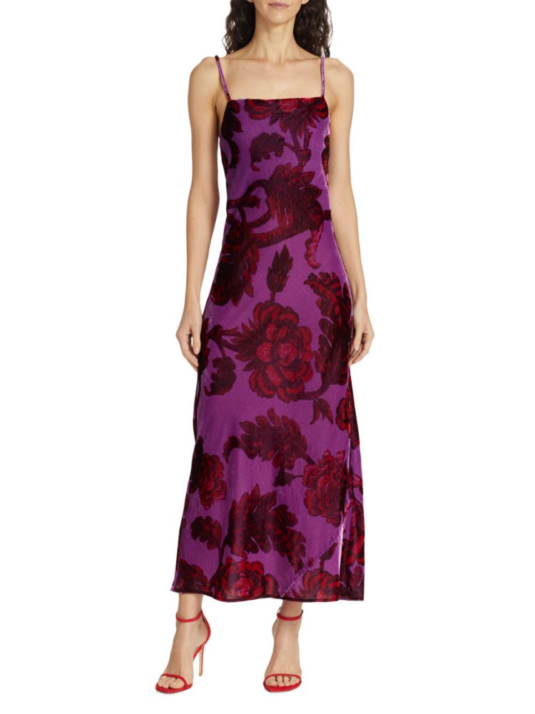 Бархатное платье-комбинация Jemima Rhode, цвет Camellia Vine Crocus