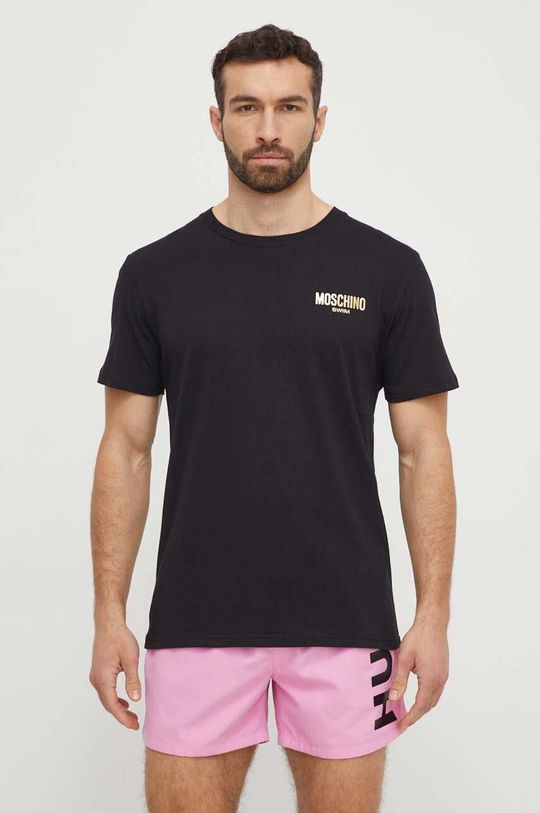Хлопковая пляжная футболка Moschino Underwear, черный