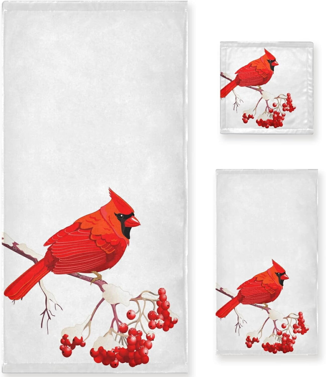 

Набор полотенце GZHJMY Red Cardinal Bird on Berry Branch, красный