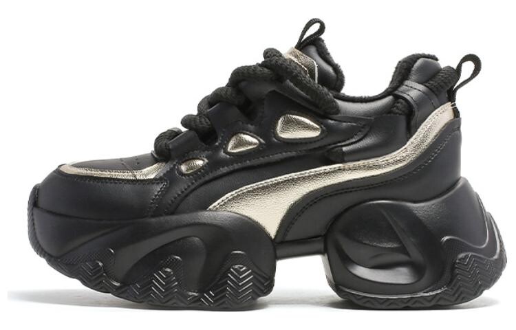 

Кроссовки женские толстые низкие 15 Mins, цвет Black/Gold