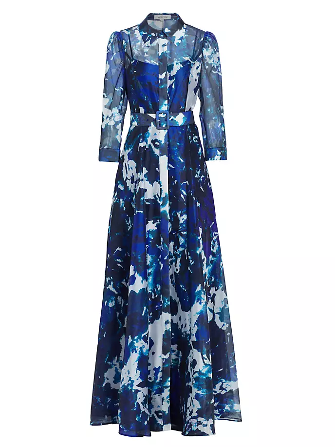 Платье-рубашка с цветочным принтом и поясом Teri Jon By Rickie Freeman, синий terry teri dark blue rising