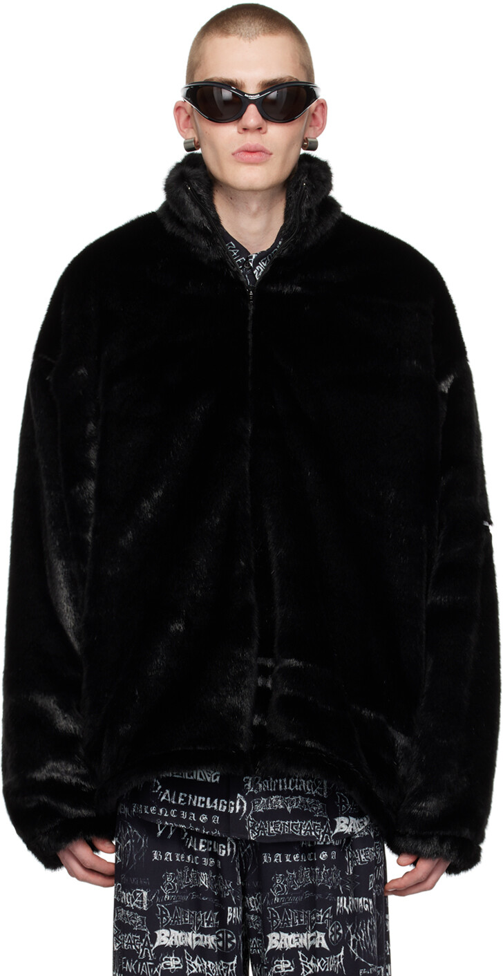 

Черная лыжная куртка из искусственного меха Balenciaga