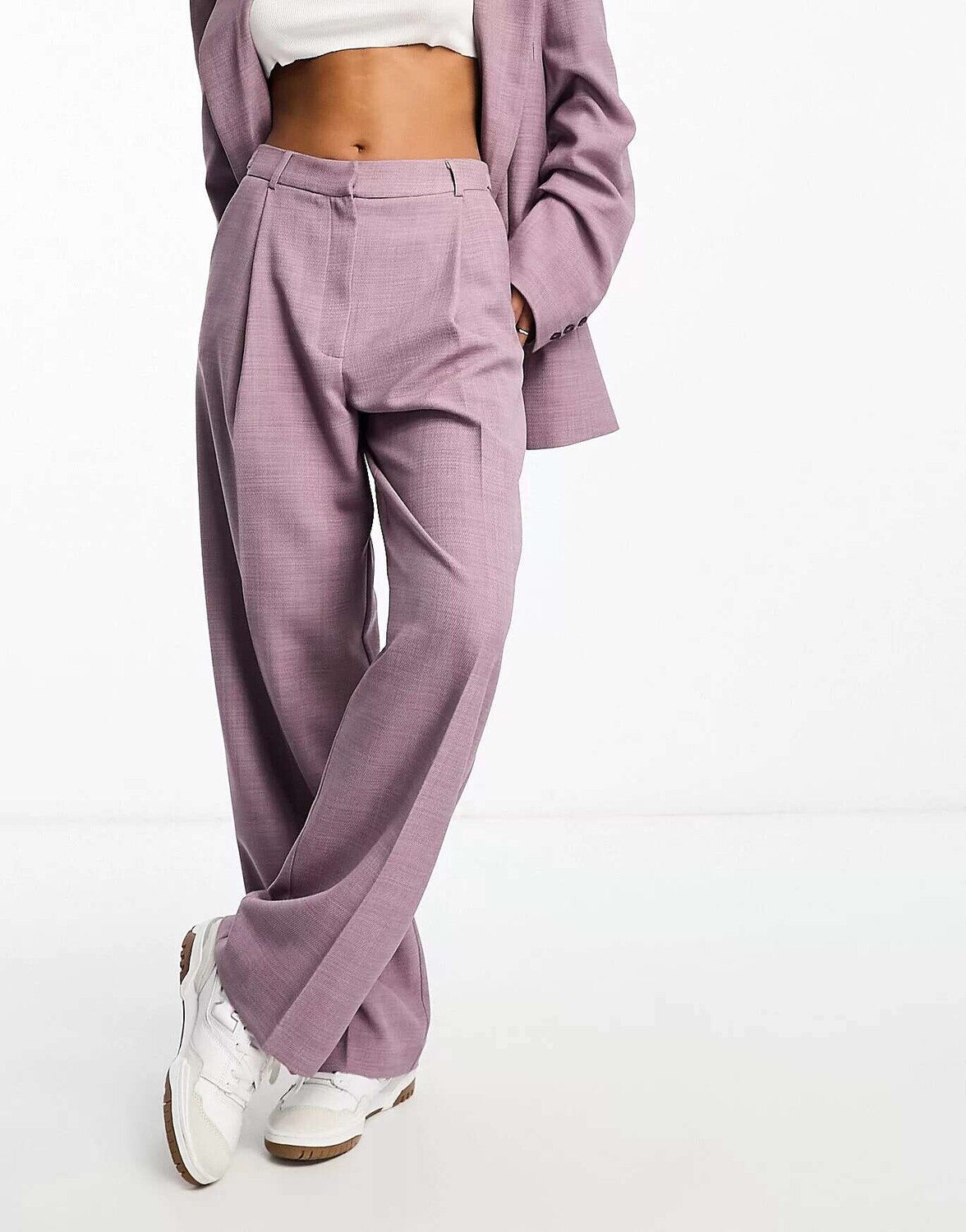 

Пурпурные широкие брюки со складками спереди ASOS