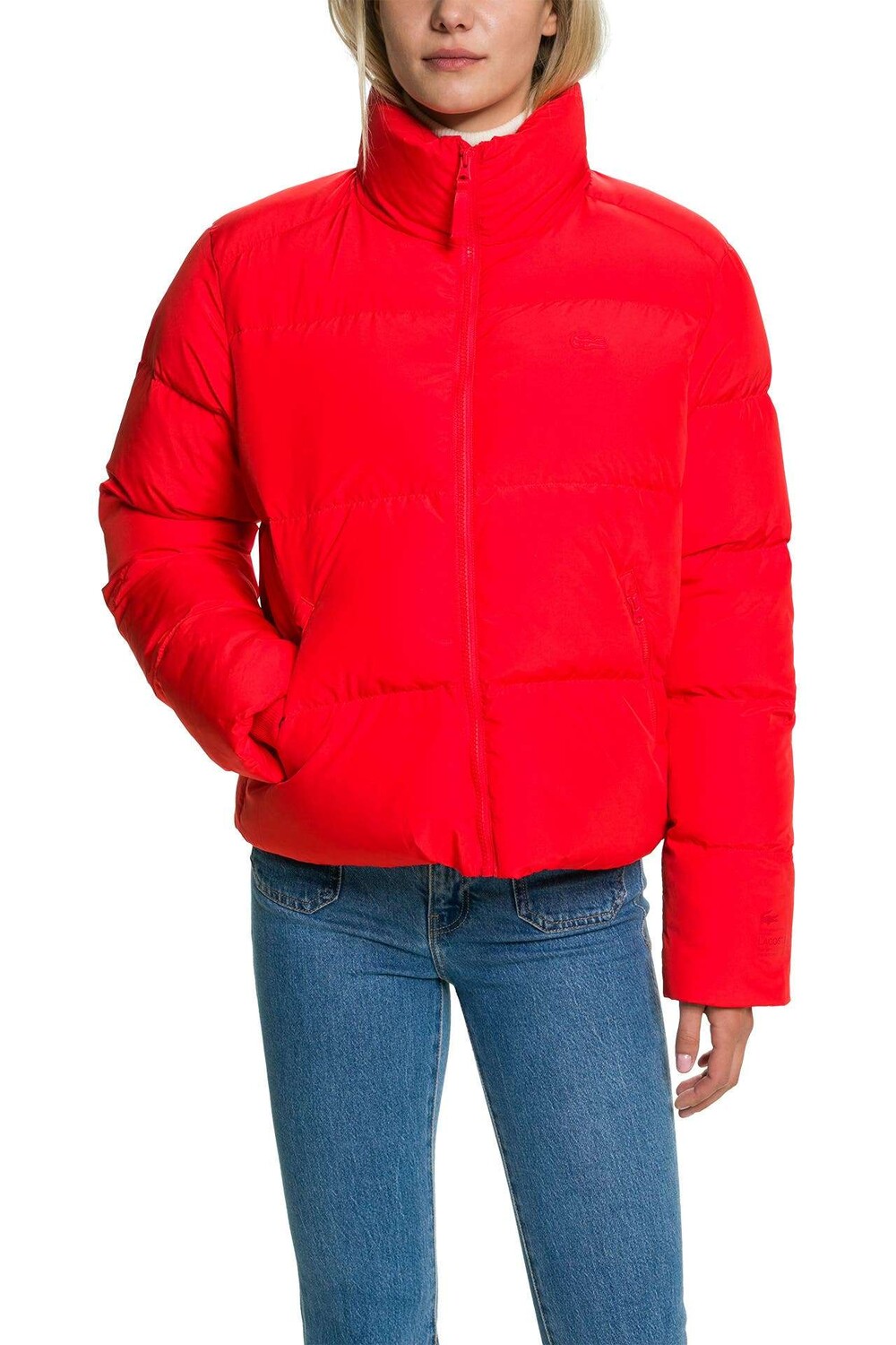 

Красный пуховик Lacoste
