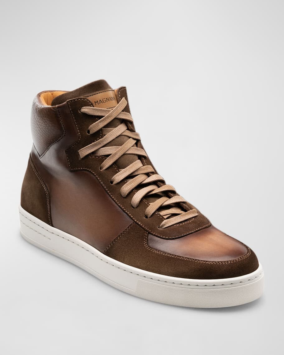 

Мужские высокие кроссовки из кожи и замши Rubio Magnanni