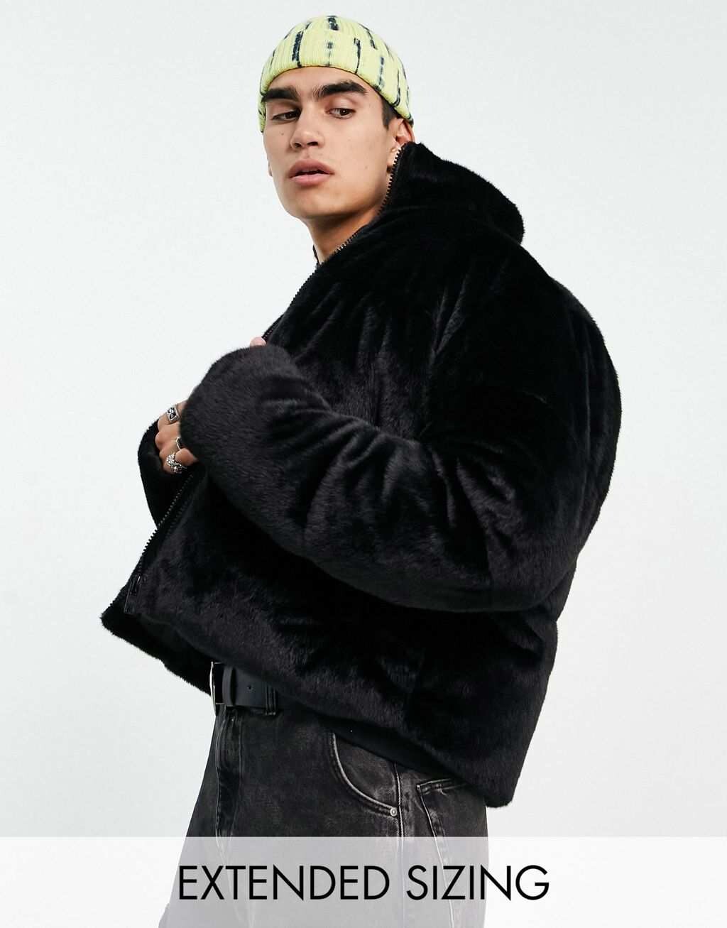 

Черная куртка-пуховик из искусственного меха ASOS DESIGN, Черный