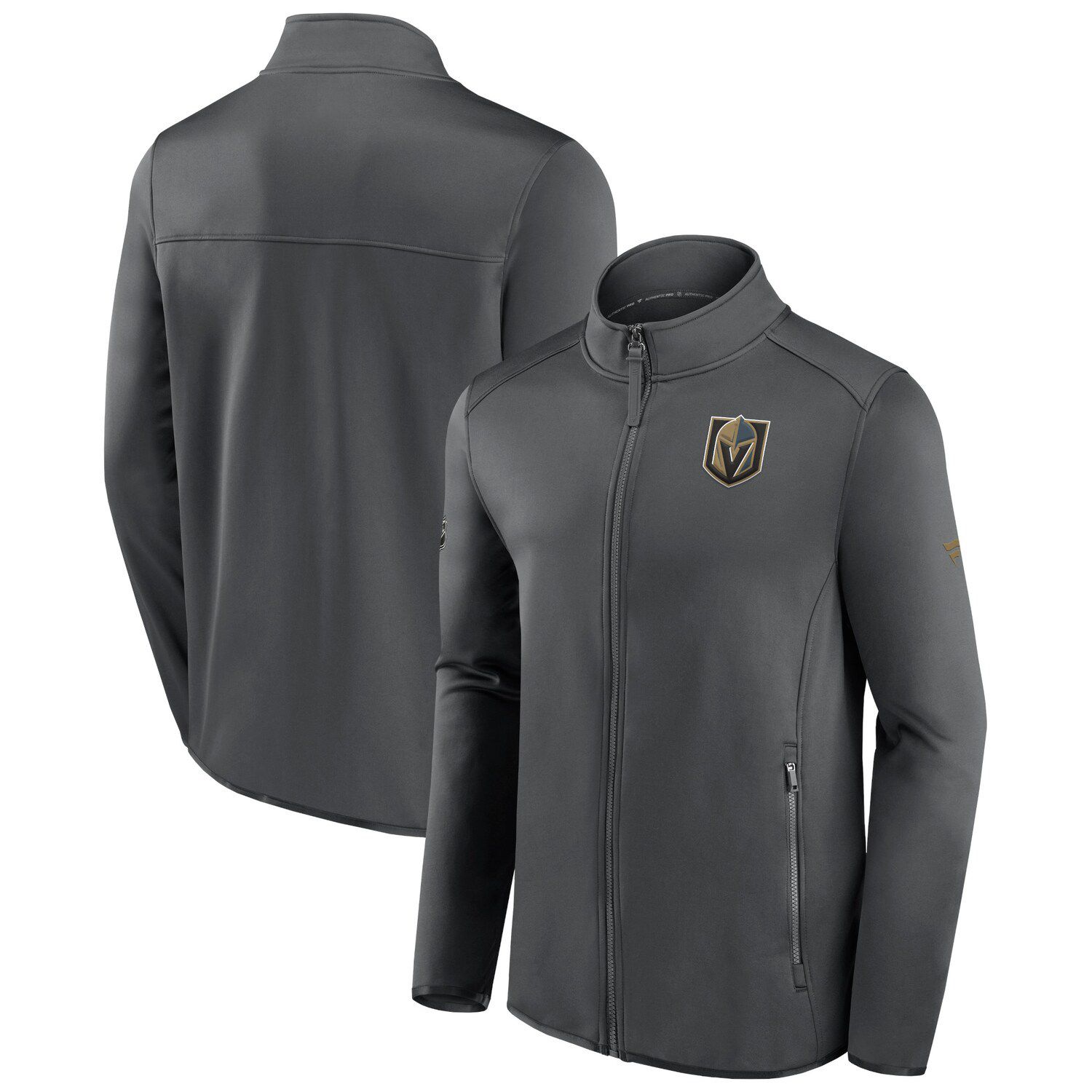 Мужская фирменная серая флисовая куртка с молнией во всю длину Vegas Golden Knights Authentic Pro Rink Fanatics