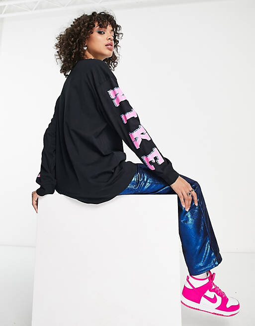 

Черная футболка с длинными рукавами с графическим рисунком Nike Sportswear, Черный