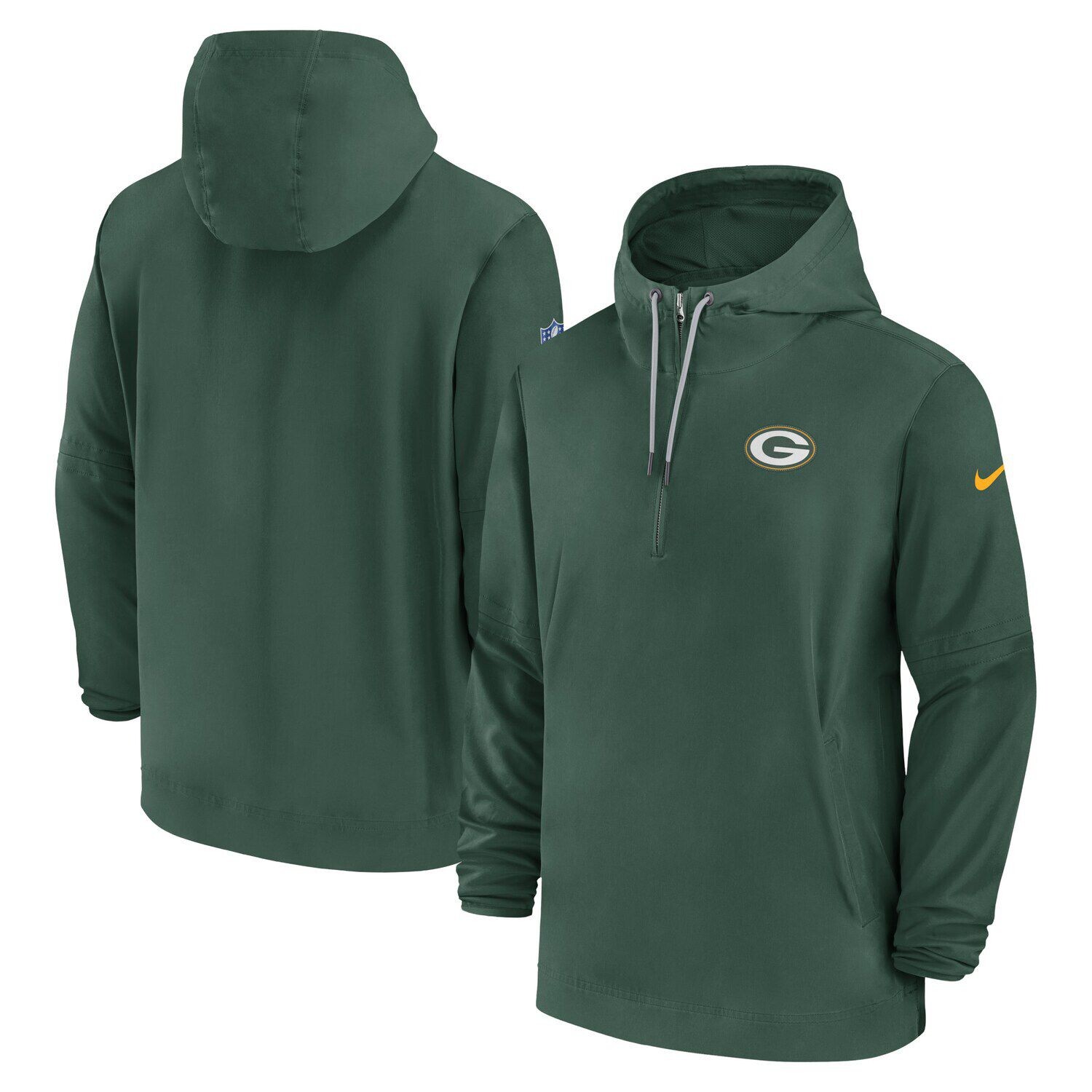 

Мужская толстовка с короткими молниями и боковой линией Green Bay Packers зеленого цвета Nike, Зеленый