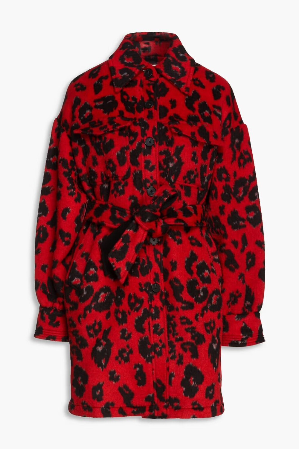 

Пальто Manon из смесового фетра с леопардовым принтом и поясом Diane Von Furstenberg, красный