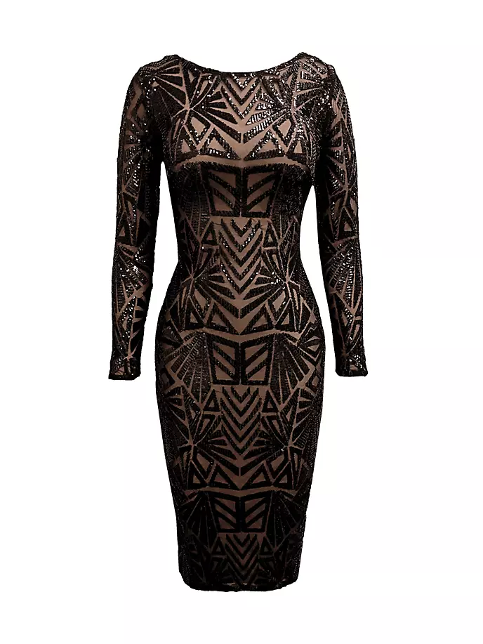 Платье Emery с глубоким вырезом и пайетками Dress The Population, черный юбка yolka dress размер м черный