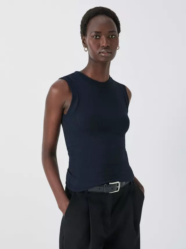 

Топ John Lewis John Lewis Wide Rib Sleeveless, темно-синий