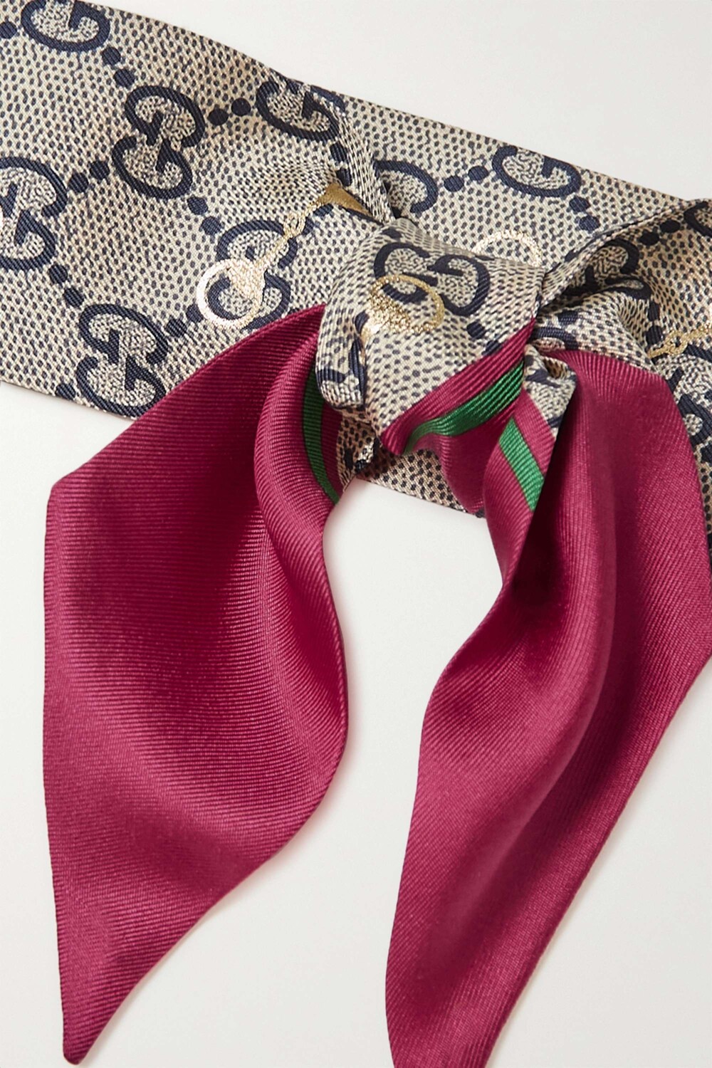 

GUCCI Шарф из шелкового твила с металлизированным принтом, светло-зеленый