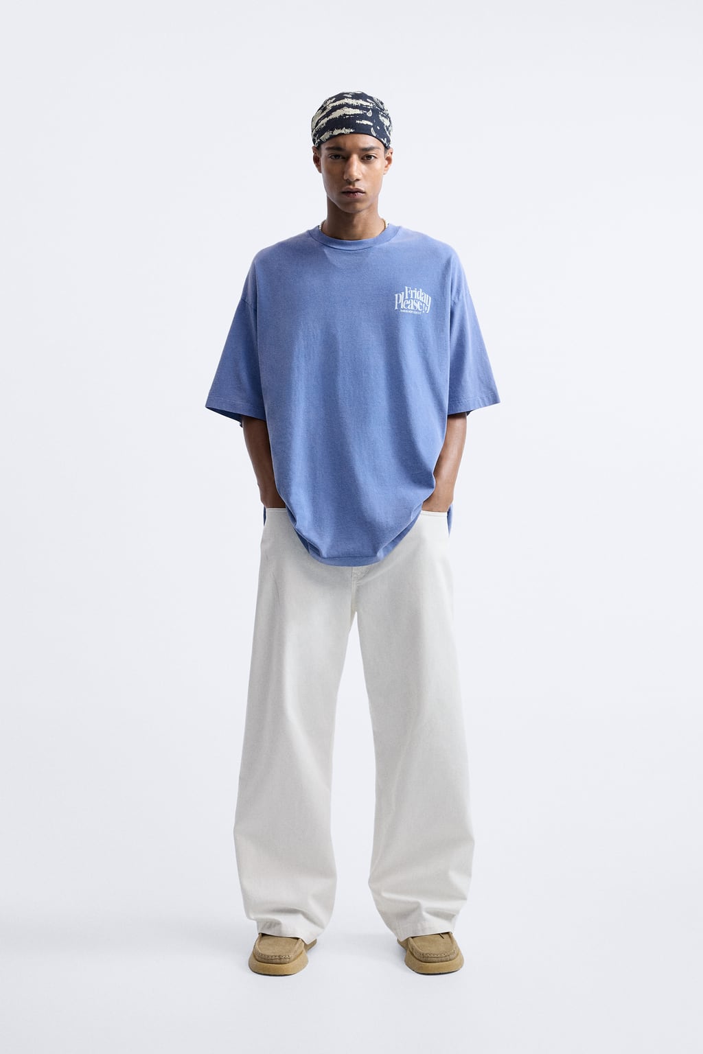 

Футболка с принтом слоганов ZARA, синий