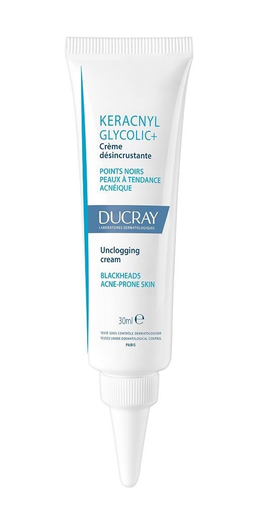 Ducray Keracnyl Glycolic+ крем для лица, 30 ml крем для лечения кожи лица keracnyl glycolic crema desinscrustante ducray 30 мл