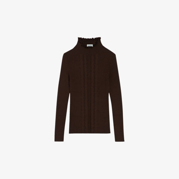 

Трикотажный джемпер с высоким воротником и оборками Claudie Pierlot, цвет bruns