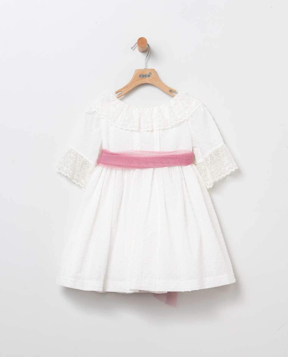 Платье плюмети для девочки с кружевом Coco Acqua, розовый
