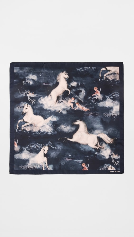 

Шарф Acne Studios Horse Print Silk, синий