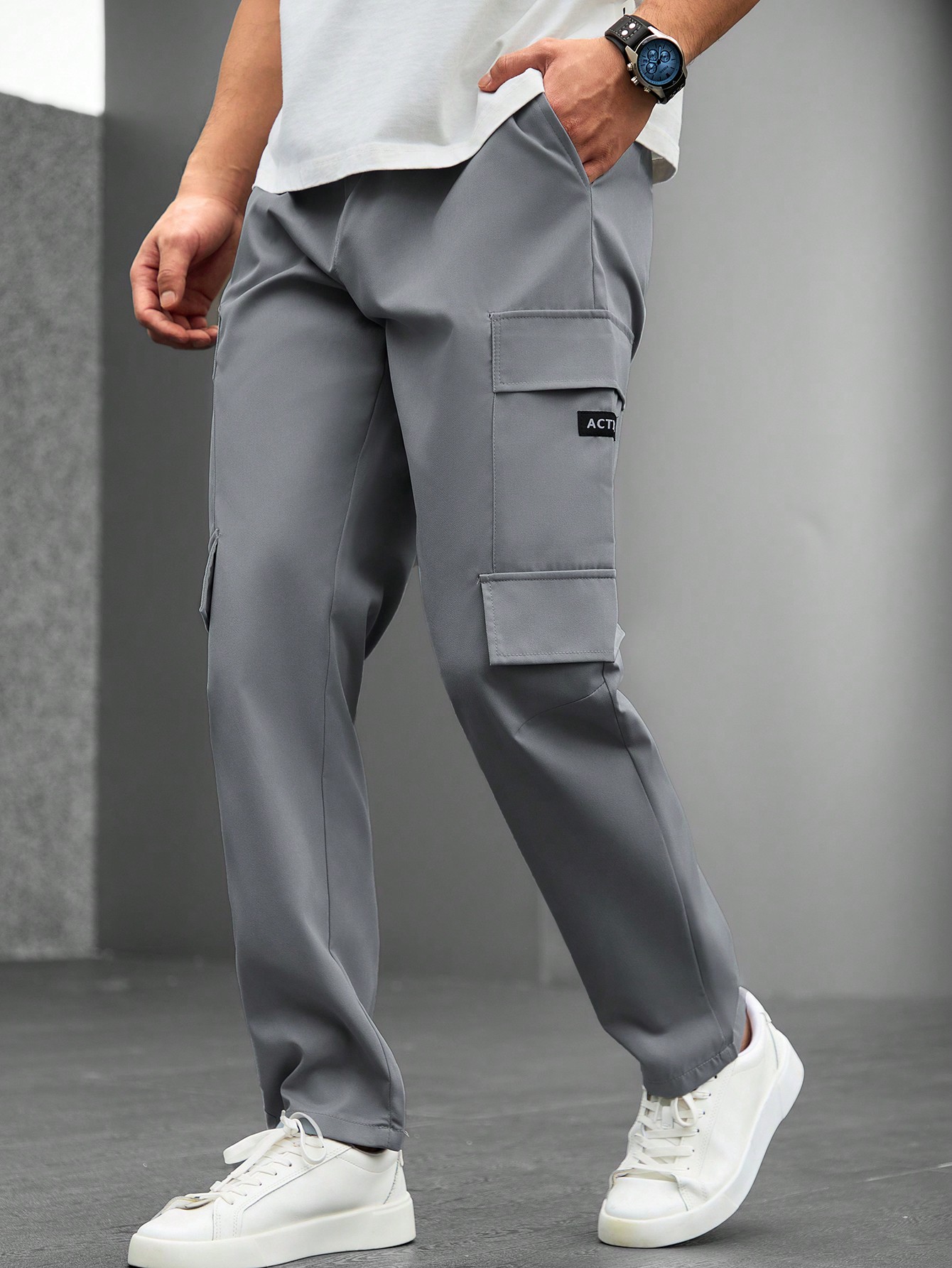 Мужские прямые брюки-карго Manfinity Homme, светло-серый