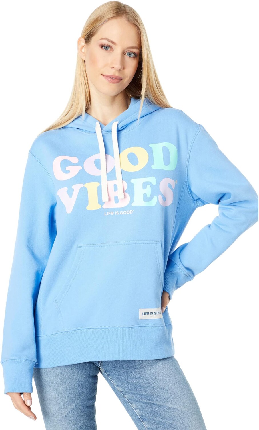

Толстовка Life is Good Good Vibes Simply True Pullover Top, цвет Cornflower Blue