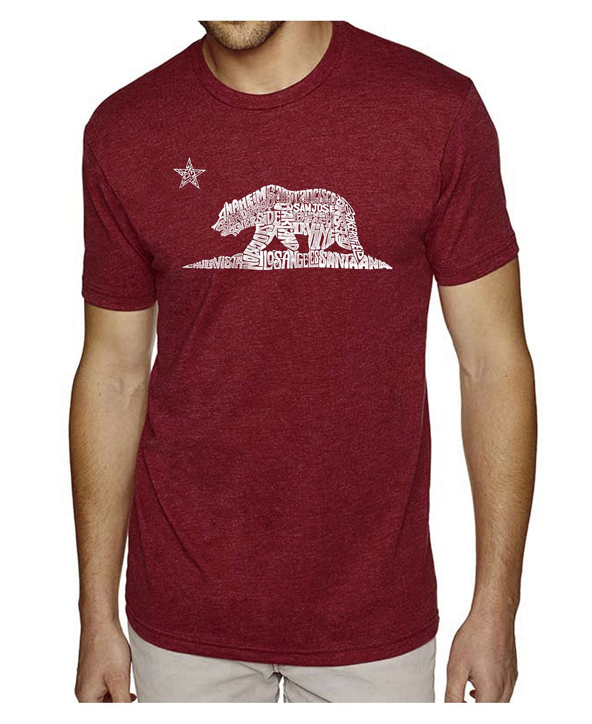 Мужская футболка Premium Blend Word Art — Калифорния Медведь LA Pop Art