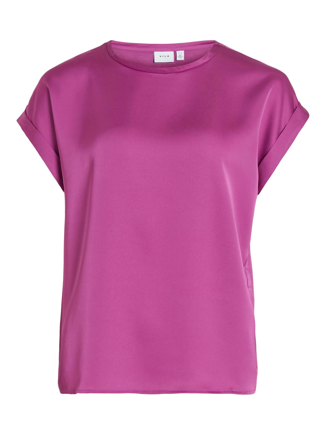 

Футболка Vila Kurzarm Basic Top Glänzend VIELLETTE, цвет Neon Pink