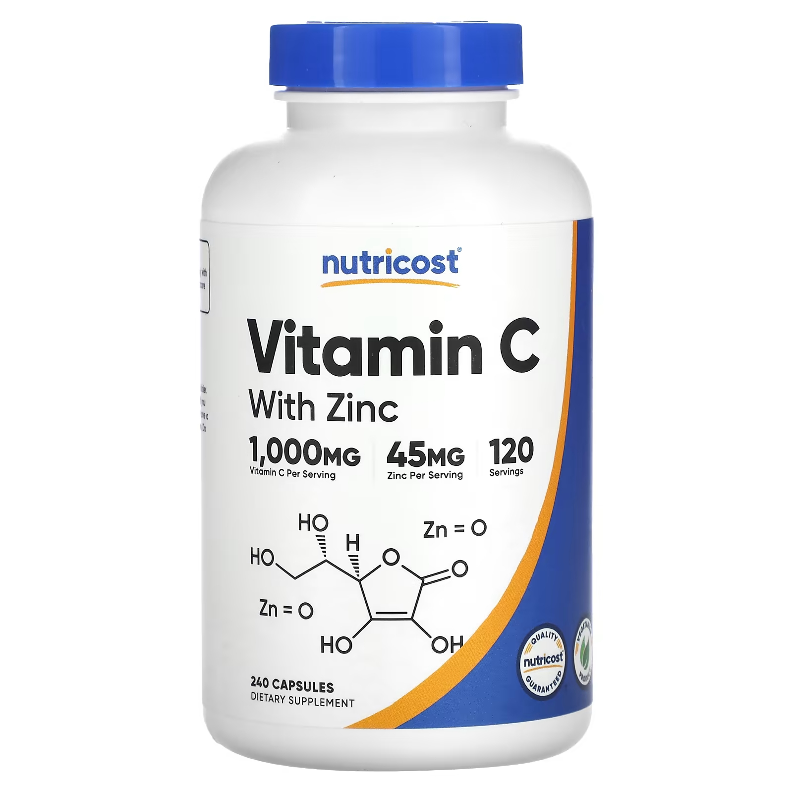 Витамин С с цинком Nutricost, 240 капсул