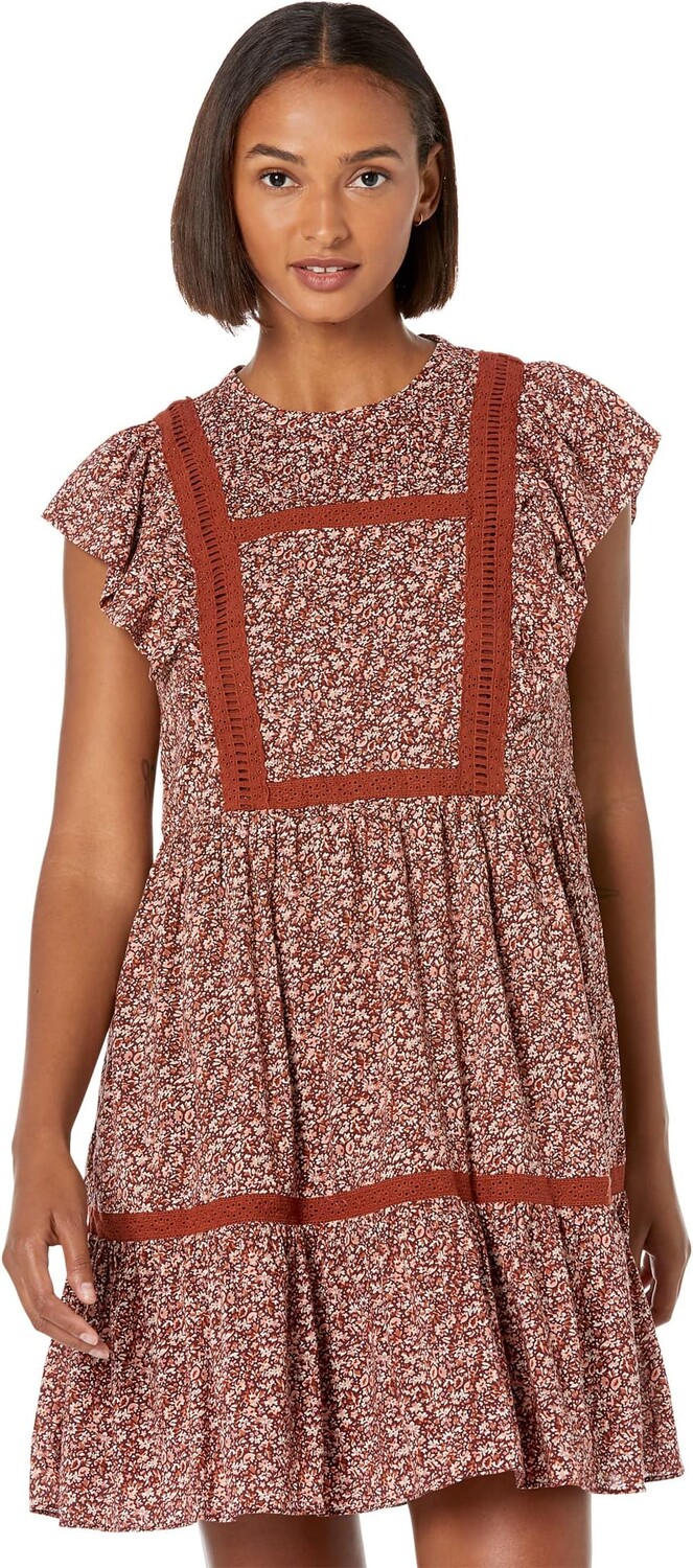 

МИНИ-ПЛАТЬЕ С развевающимися рукавами в цвете Cottage Garden Madewell, цвет Vintage Mulberry