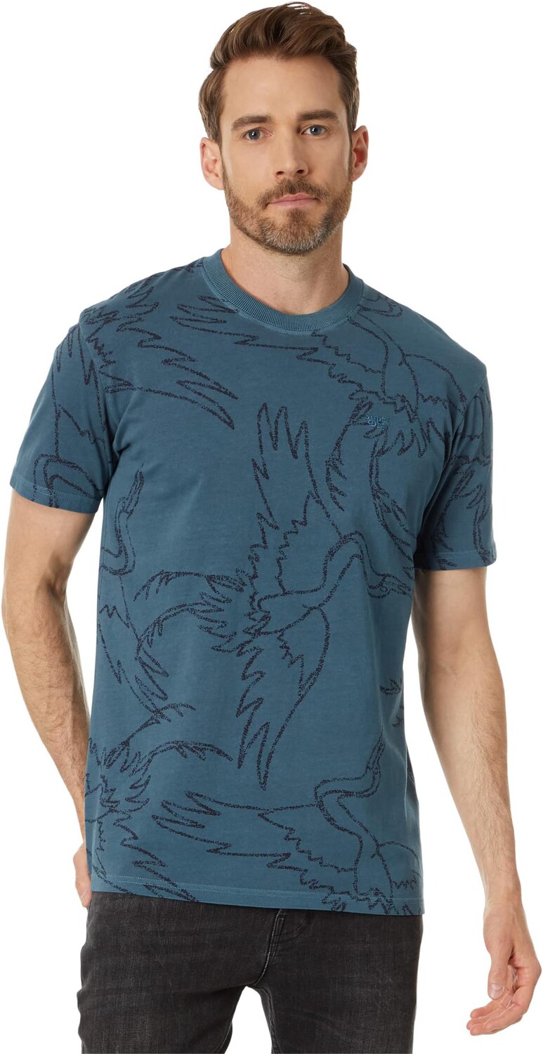 

Винтажная футболка с перекрашенным принтом Superdry, цвет Blue Bottle Overdye
