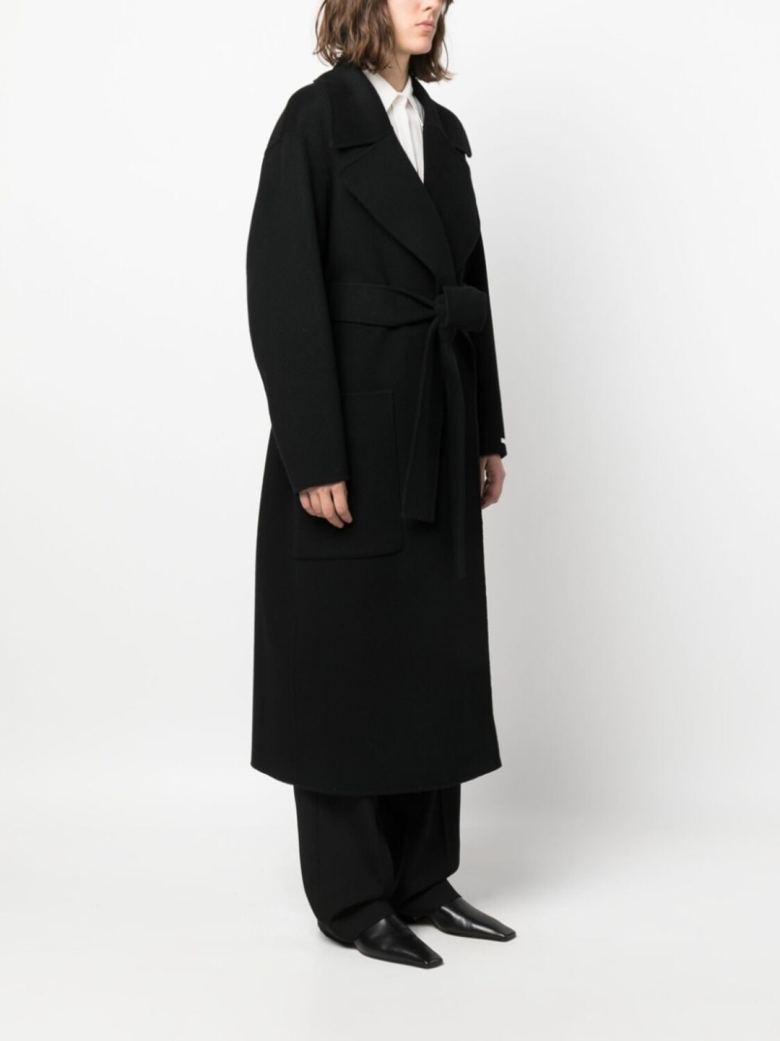 

Sportmax пальто из вирджинской шерсти с поясом, черный