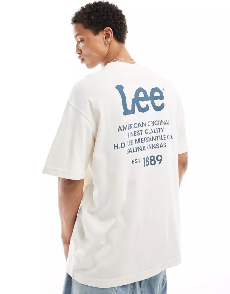 Бежевая футболка свободного кроя LEE с логотипом на спине