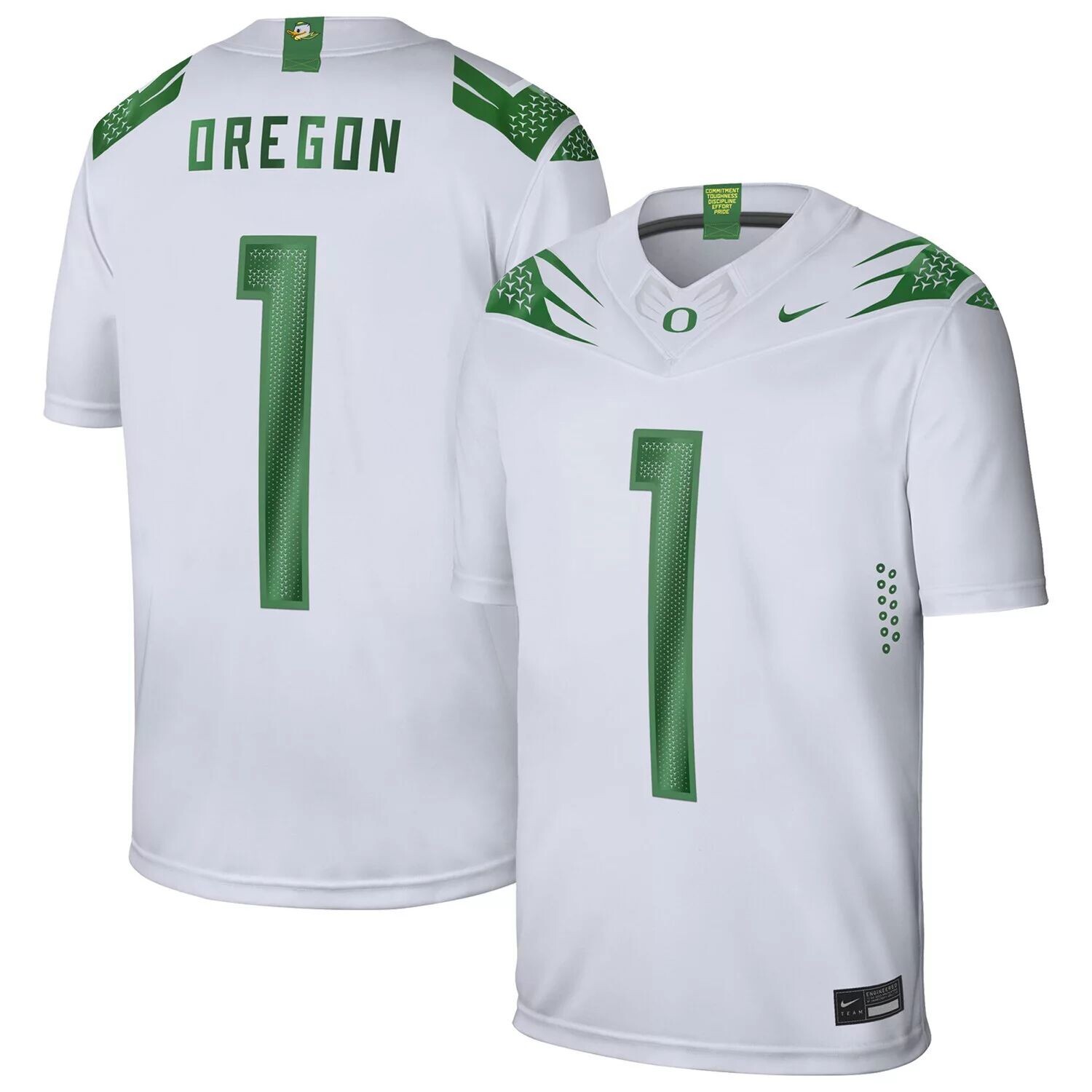 

Мужское игровое джерси №1 белого цвета Oregon Ducks Nike, Белый