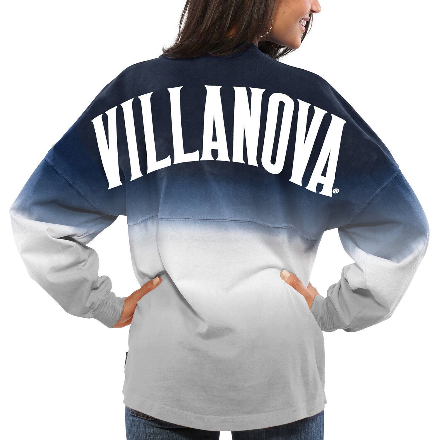 

Женский темно-синий джерси Villanova Wildcats с длинными рукавами и омбре, окрашенный погружением Spirit