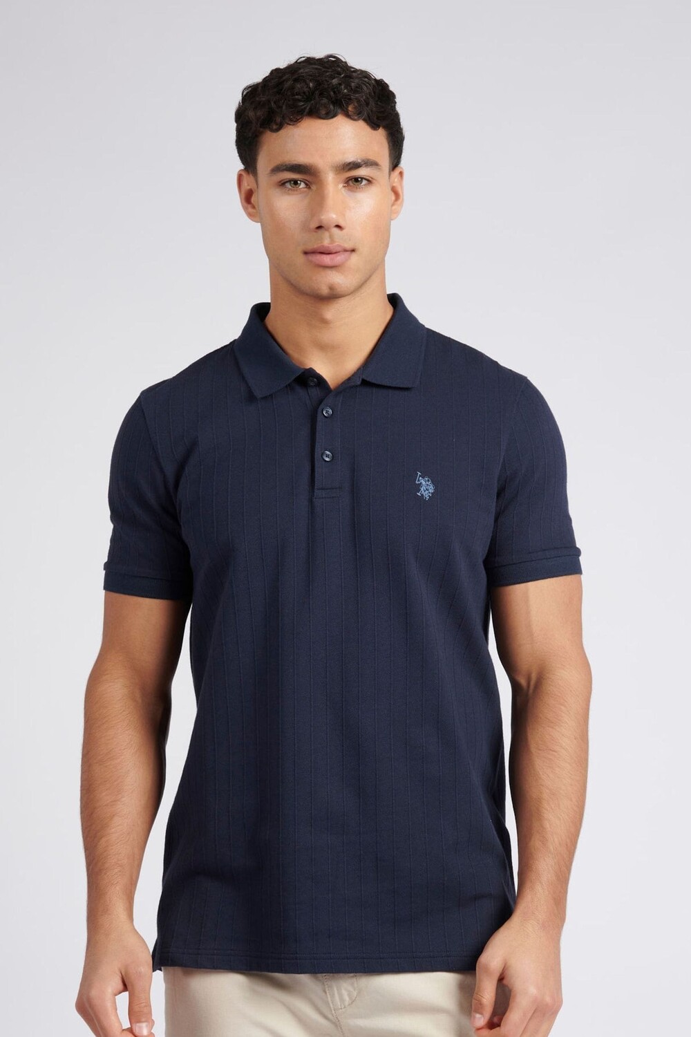 

Мужская рубашка поло обычного кроя с вертикальной текстурой U.S. Polo Assn, синий