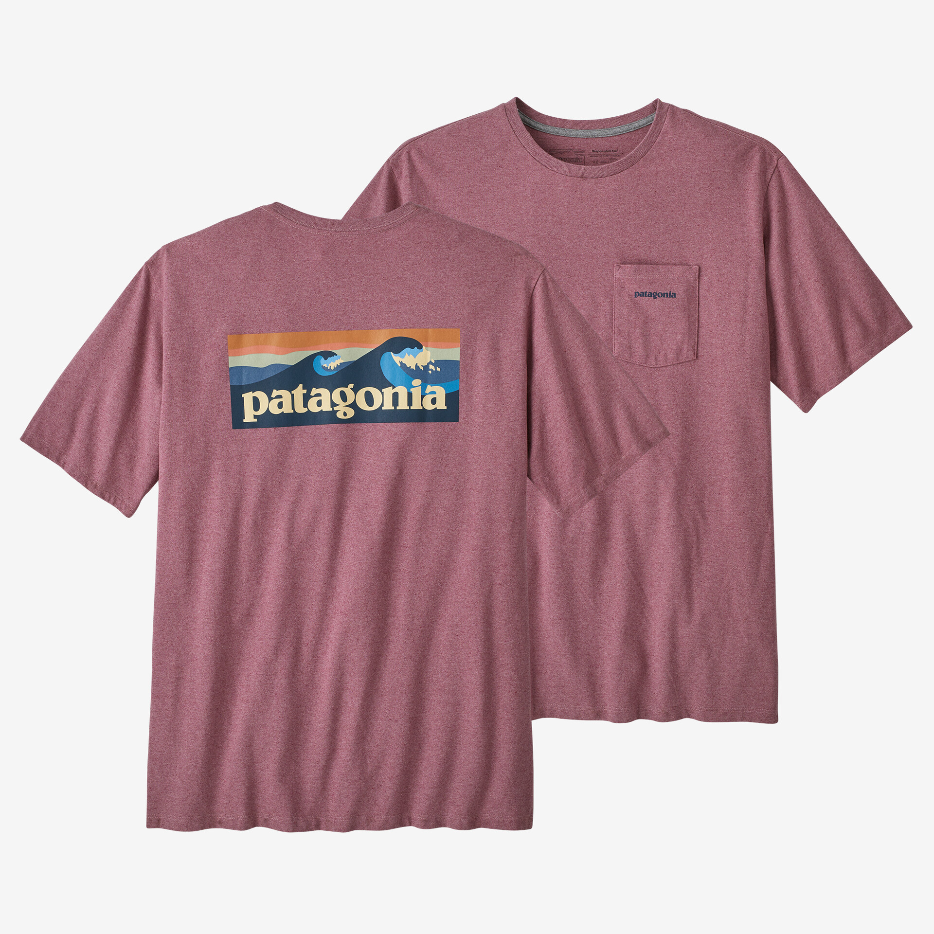 Мужская футболка с логотипом и карманом Responsibili Patagonia, цвет Evening Mauve мужская ответственная футболка с логотипом и карманом patagonia серый