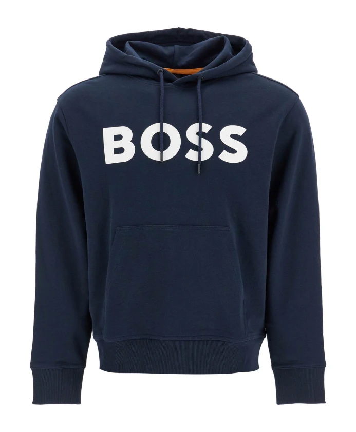 

Толстовки из матового хлопка с принтом логотипа Boss, синий