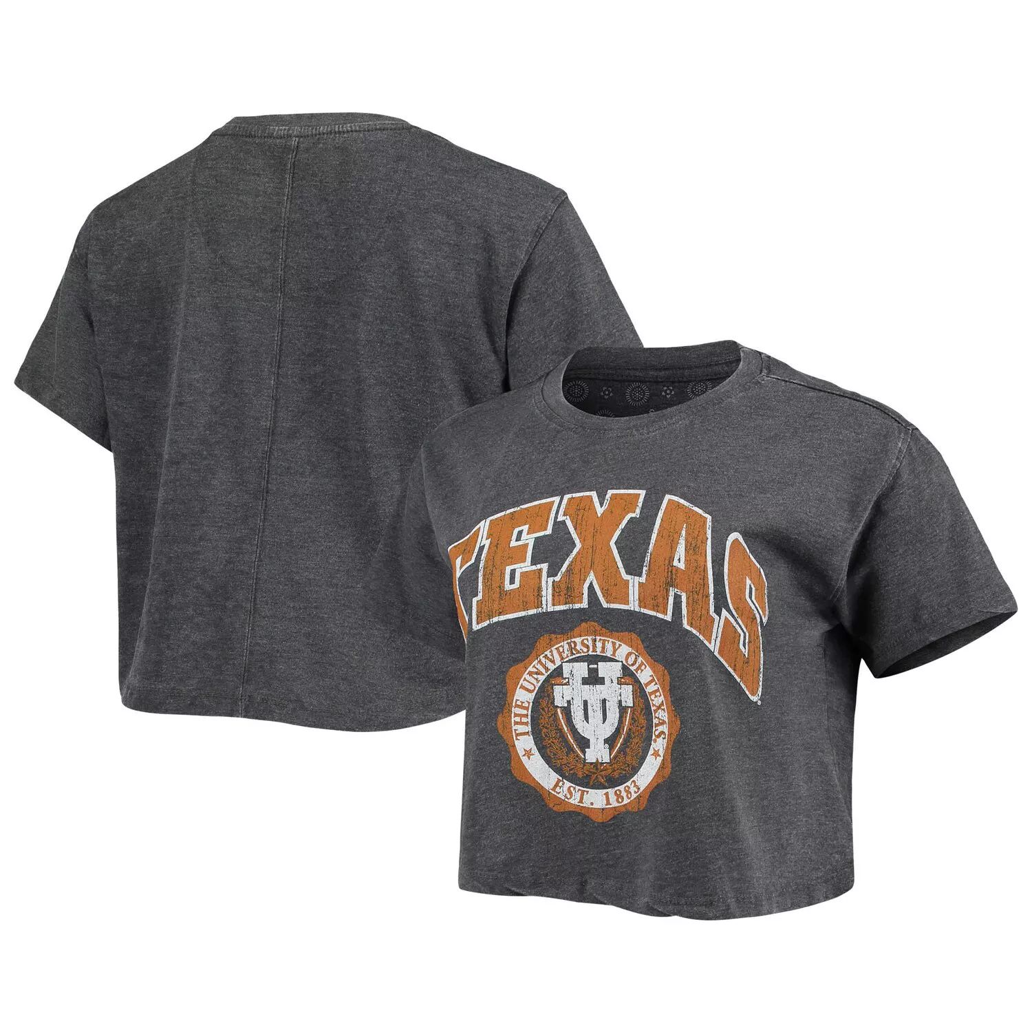 

Черная женская укороченная футболка Pressbox Texas Longhorns Edith Vintage Burnout