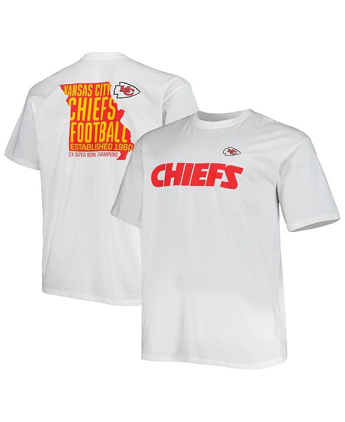 

Мужская белая футболка с логотипом Kansas City Chiefs Big and Tall Hometown Collection Hot Shot Fanatics, белый