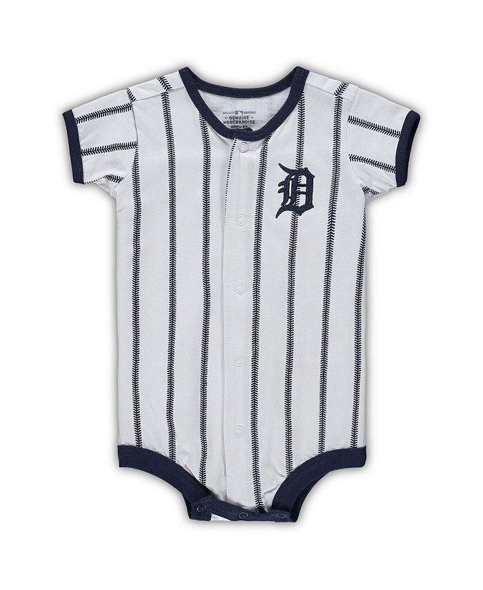 Бело-темно-синее боди Detroit Tigers Power Hitter для новорожденныхс короткими рукавами Outerstuff, белый/темно-синий белый темно синий джемпер с короткими рукавами для новорожденных detroit tigers power hitter outerstuff