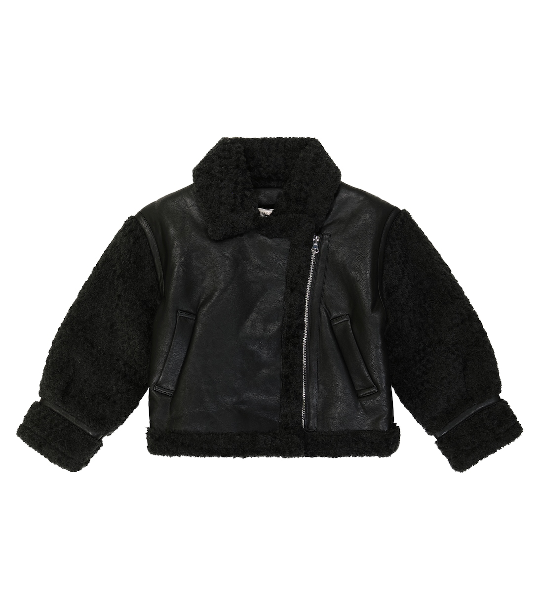 Куртка из искусственной кожи Monnalisa, черный детская куртка из искусственной овчины monnalisa розовый