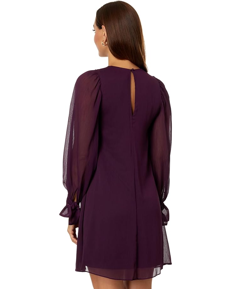 Платье Calvin Klein Short Shift Dress with Chiffon Overlay & Sleeves, цвет Aubergine