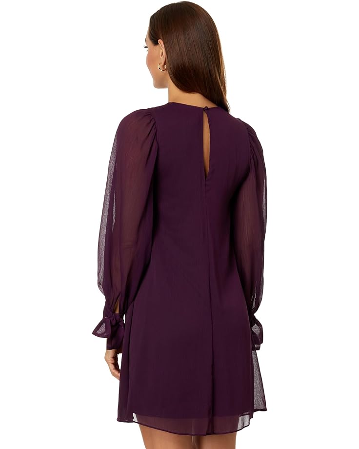 

Платье Calvin Klein Short Shift Dress with Chiffon Overlay & Sleeves, цвет Aubergine