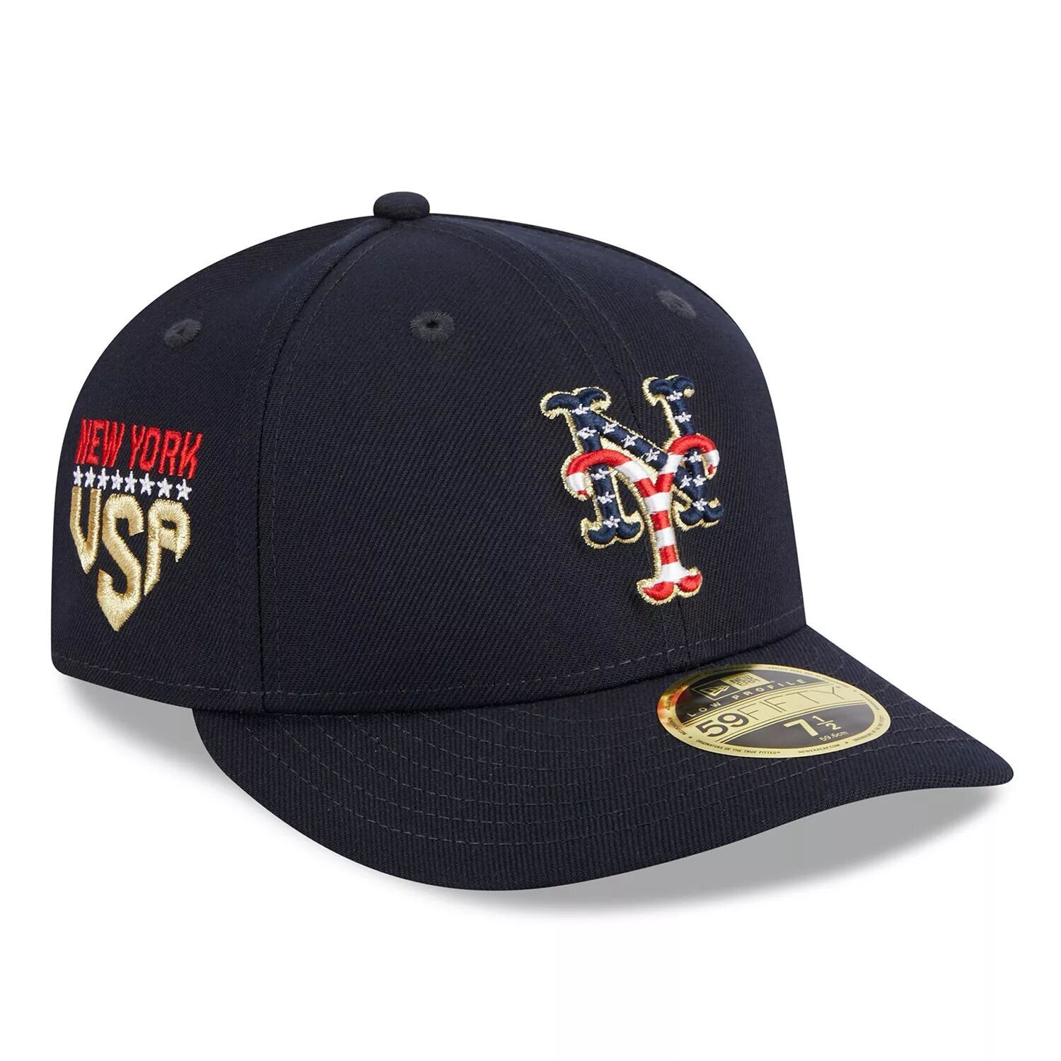 

Мужская низкопрофильная шляпа New Era Navy New York Mets 2023 Fourth of июля 59FIFTY