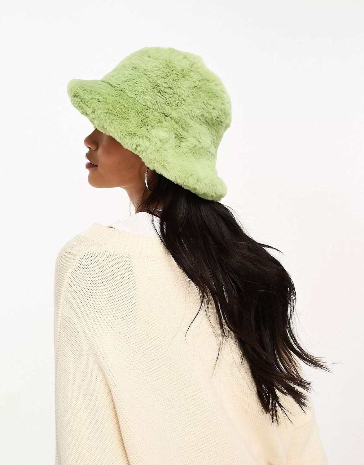 

Зеленая панама из искусственного меха ASOS