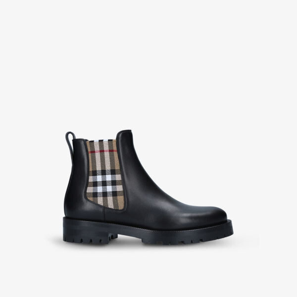 

Allostock Vintage кожаные ботинки челси в клетку Burberry, черный