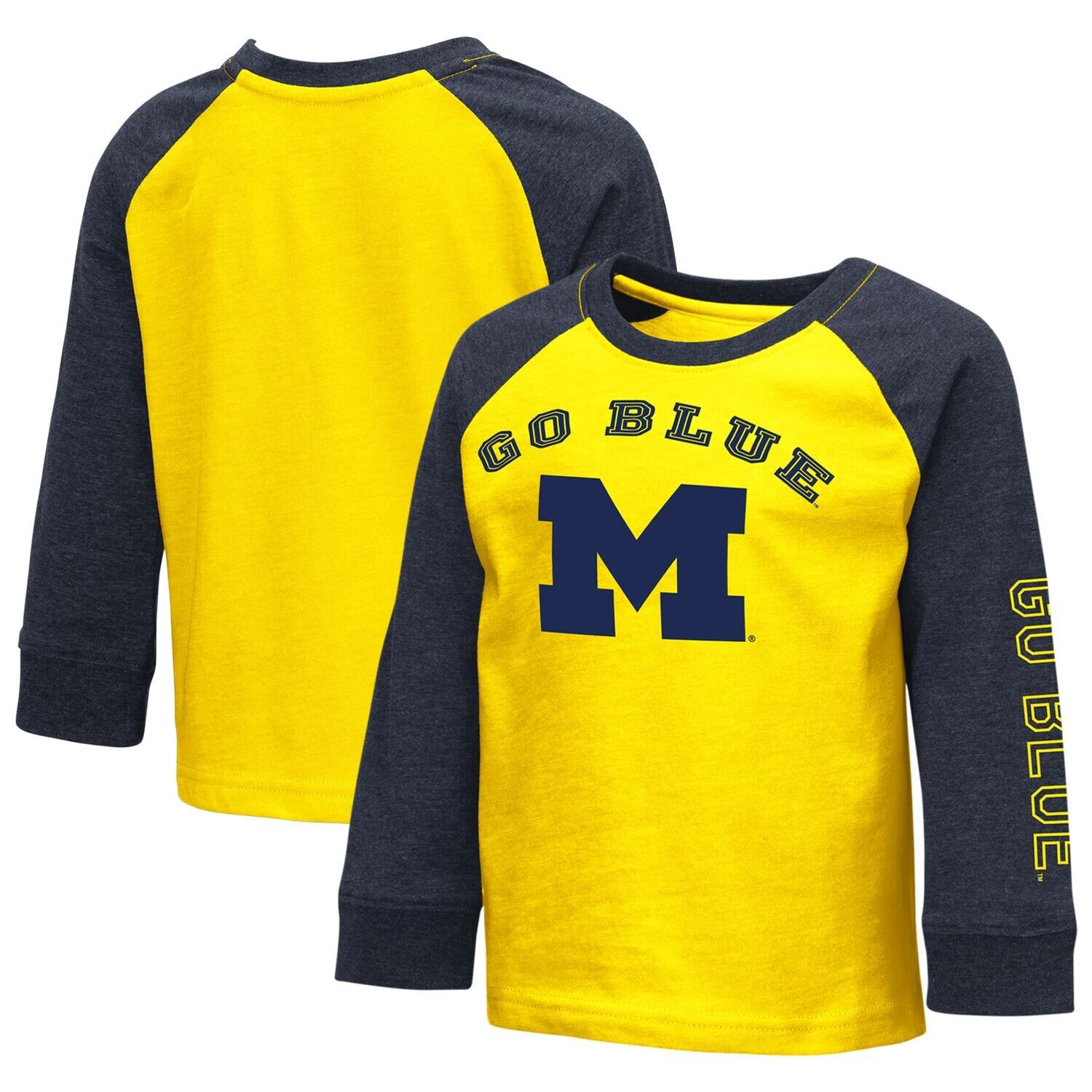 

Футболка реглан с длинными рукавами для малышей Colosseum Heathered Maize Michigan Wolverines Colosseum