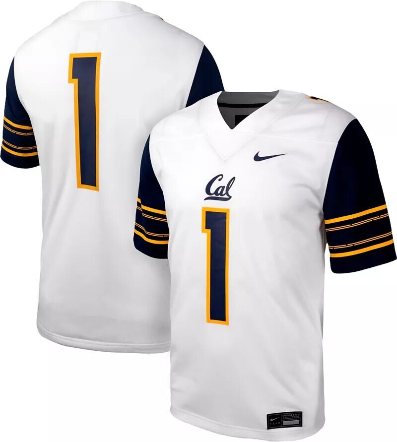 

Мужская белая футболка для выездного футбола Nike Cal Golden Bears #1